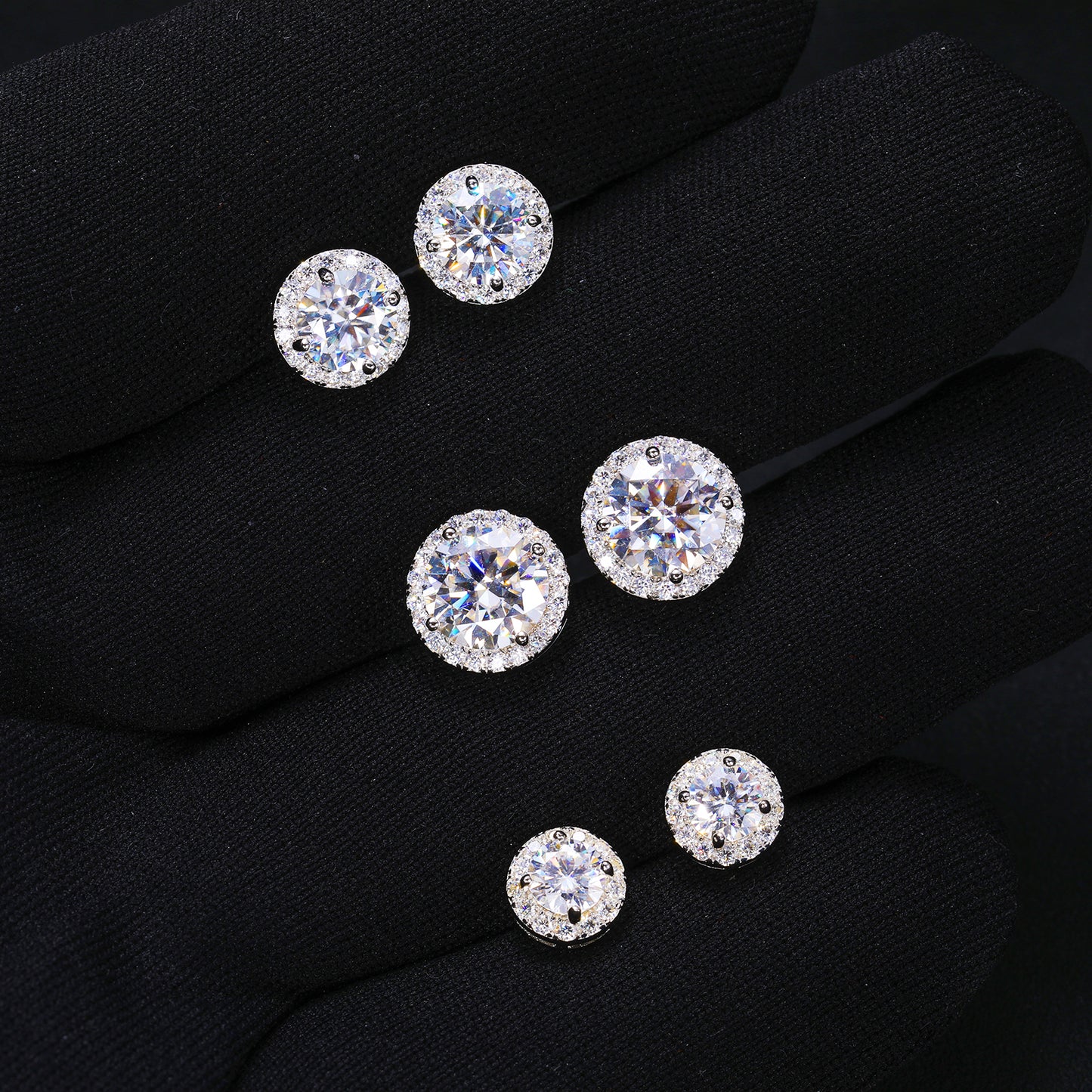 6-8mm Halo Earrings